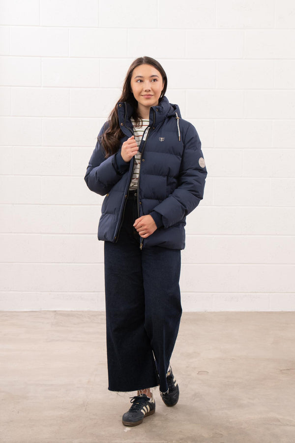 Ladies Lighthouse Margot Short Padded Jacket | Sage, Navy & Cream - Borderland Muff