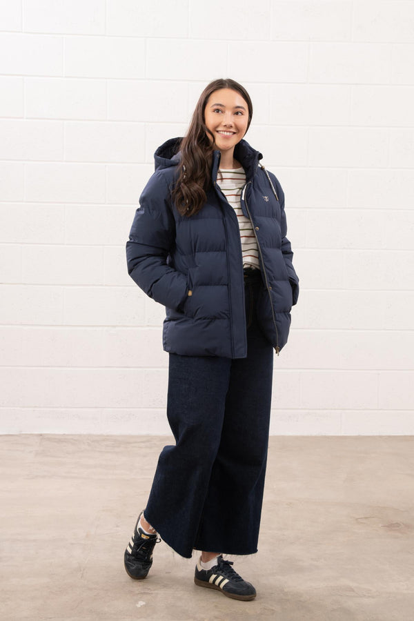 Ladies Lighthouse Margot Short Padded Jacket | Sage, Navy & Cream - Borderland Muff