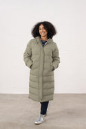 Ladies Lighthouse Savannah Long Padded Coat | Pine, Brushwood & Cocoa - Borderland Muff