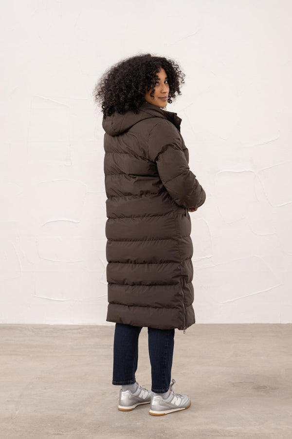 Ladies Lighthouse Savannah Long Padded Coat | Pine, Brushwood & Cocoa - Borderland Muff