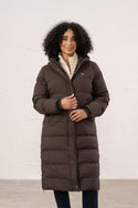 Ladies Lighthouse Savannah Long Padded Coat | Pine, Brushwood & Cocoa - Borderland Muff