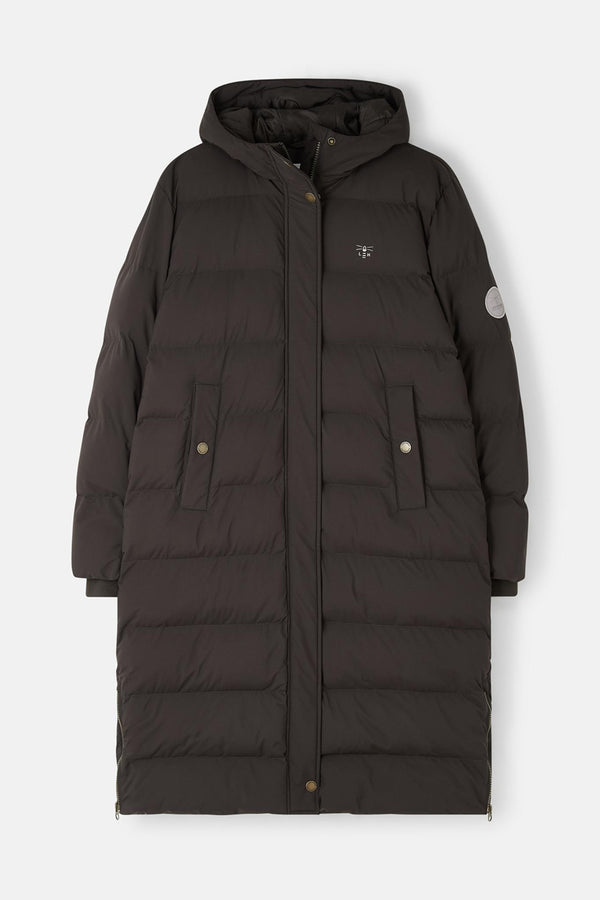 Ladies Lighthouse Savannah Long Padded Coat | Pine, Brushwood & Cocoa - Borderland Muff