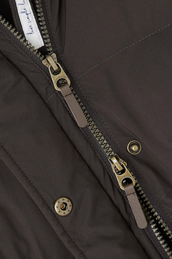 Ladies Lighthouse Savannah Long Padded Coat | Pine, Brushwood & Cocoa - Borderland Muff