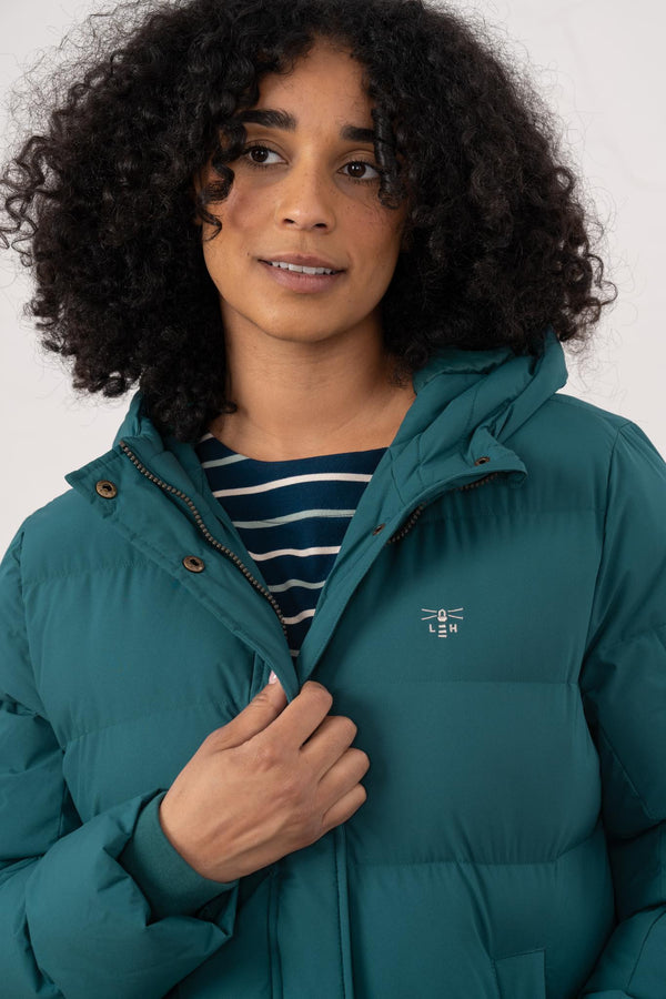 Ladies Lighthouse Savannah Long Padded Coat | Pine, Brushwood & Cocoa - Borderland Muff