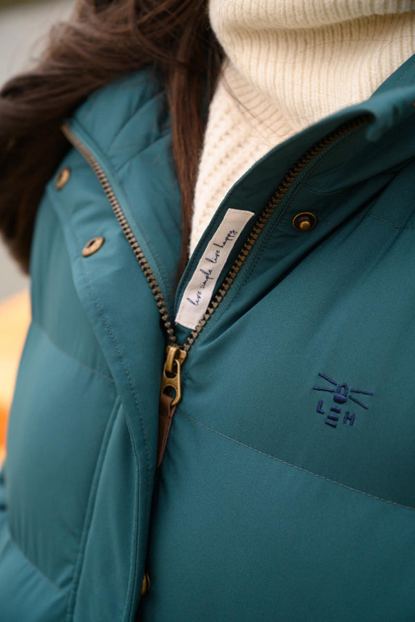 Ladies Lighthouse Savannah Long Padded Coat | Pine, Brushwood & Cocoa - Borderland Muff