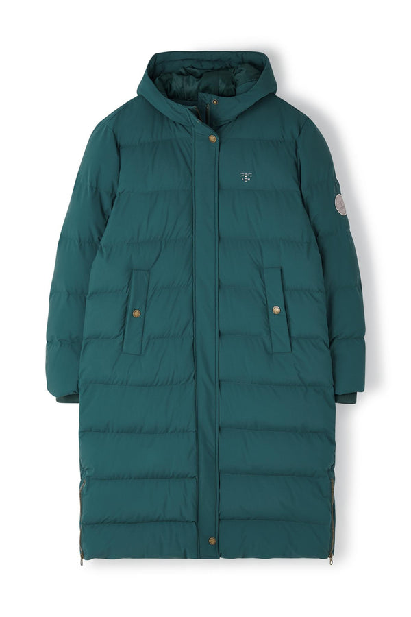 Ladies Lighthouse Savannah Long Padded Coat | Pine, Brushwood & Cocoa - Borderland Muff