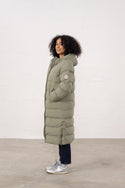 Ladies Lighthouse Savannah Long Padded Coat | Pine, Brushwood & Cocoa - Borderland Muff