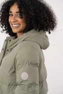 Ladies Lighthouse Savannah Long Padded Coat | Pine, Brushwood & Cocoa - Borderland Muff
