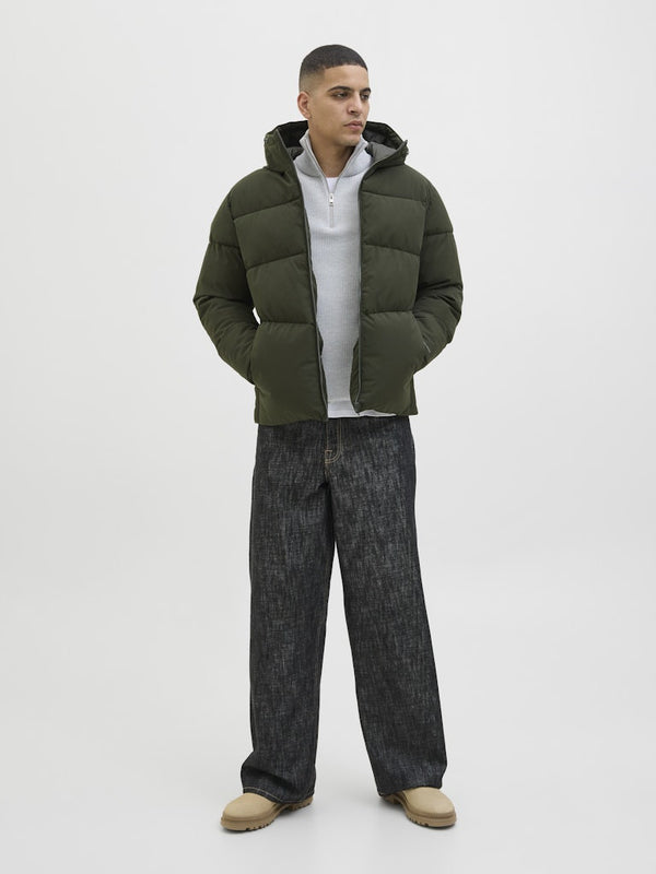 Jack & Jones JJGLOBAL Men’s Puffer Jacket | Recycled Winter Coat with Hood - Borderland Muff