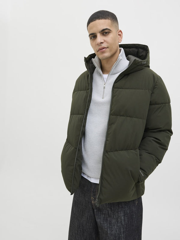 Jack & Jones JJGLOBAL Men’s Puffer Jacket | Recycled Winter Coat with Hood - Borderland Muff