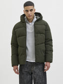 Jack & Jones JJGLOBAL Men’s Puffer Jacket | Recycled Winter Coat with Hood - Borderland Muff