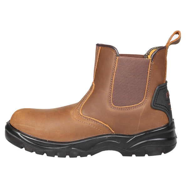 Fort FF104 Regent Safety Dealer Boot – Brown Leather, Steel Toe & Midsole (S1P SRC)