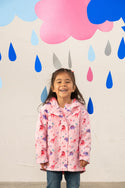 Lighthouse Girls Freya Waterproof Jacket – Pink Dino or Blue Garden Print - Borderland Muff