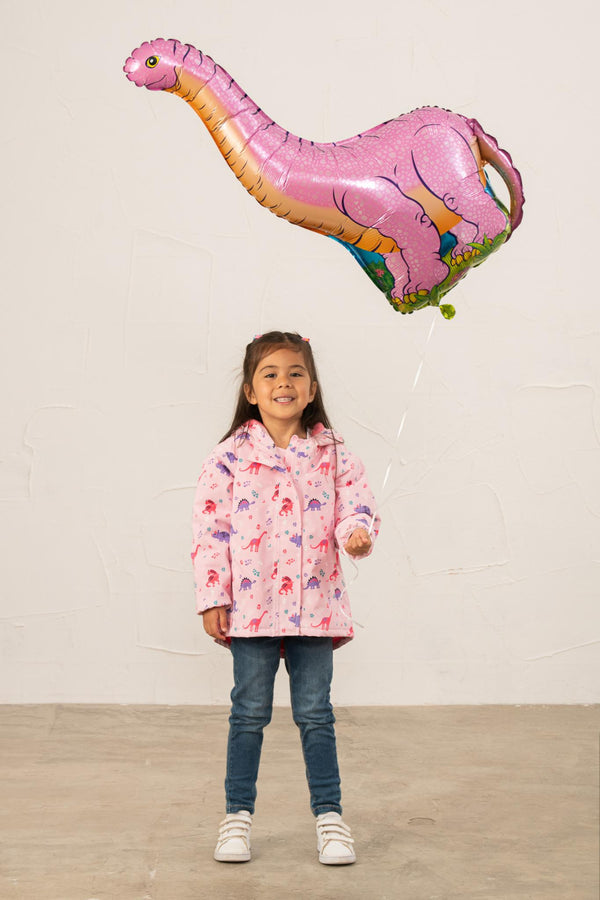 Lighthouse Girls Freya Waterproof Jacket – Pink Dino or Blue Garden Print - Borderland Muff