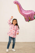 Lighthouse Girls Freya Waterproof Jacket – Pink Dino or Blue Garden Print - Borderland Muff