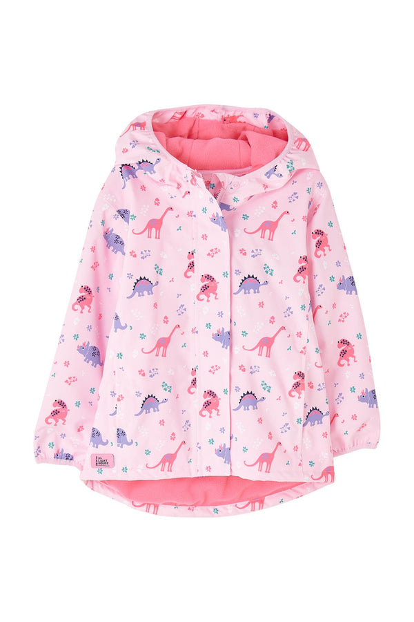 Lighthouse Girls Freya Waterproof Jacket – Pink Dino or Blue Garden Print - Borderland Muff