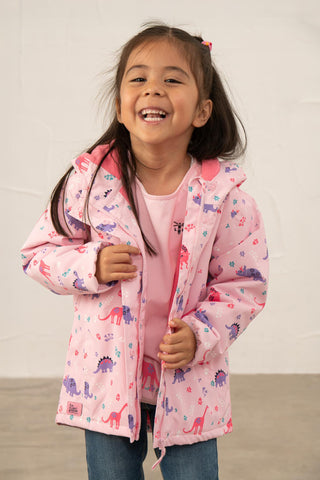 Lighthouse Girls Freya Waterproof Jacket – Pink Dino or Blue Garden Print