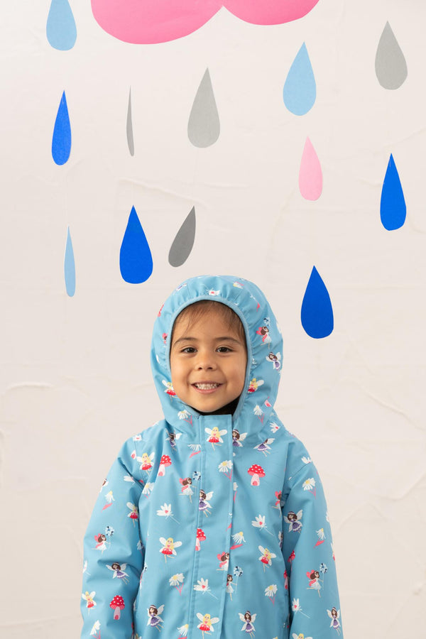 Lighthouse Girls Freya Waterproof Jacket – Pink Dino or Blue Garden Print - Borderland Muff