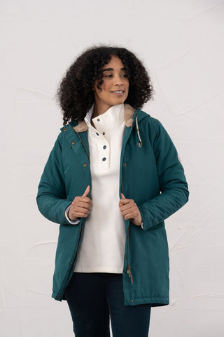 Buy pine Lighthouse Scarlet Ladies Waterproof Coat – Faux Fur Lined, Breathable Mid-Hip Jacket