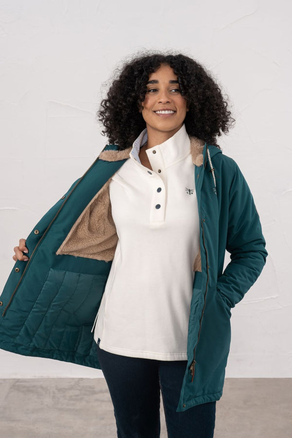 Lighthouse Scarlet Ladies Waterproof Coat – Faux Fur Lined, Breathable Mid-Hip Jacket