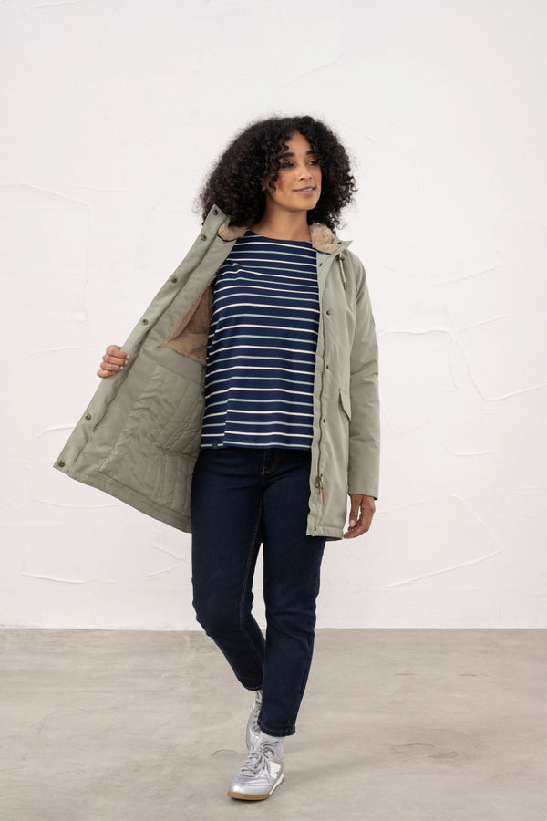 Lighthouse Scarlet Ladies Waterproof Coat – Faux Fur Lined, Breathable Mid-Hip Jacket