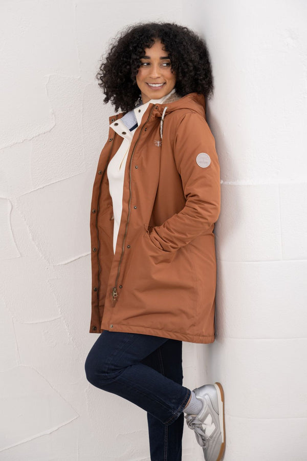 Lighthouse Scarlet Ladies Waterproof Coat – Faux Fur Lined, Breathable Mid-Hip Jacket