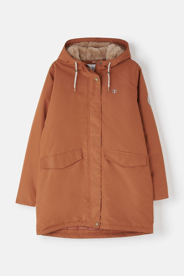 Lighthouse Scarlet Ladies Waterproof Coat – Faux Fur Lined, Breathable Mid-Hip Jacket