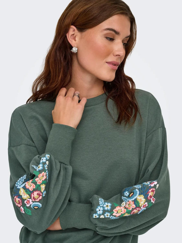 ONLY ONLBROOKE Flower Sweatshirt | Women’s Pullover – Borderland Muff