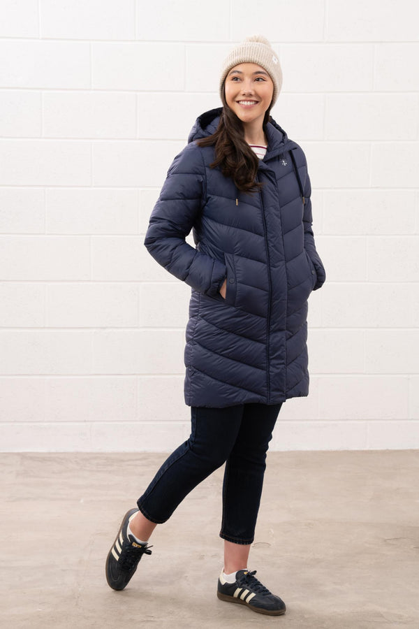 Lighthouse Laurel Ladies Coat | Warm Mid-Length Padded Jacket – Borderland Muff