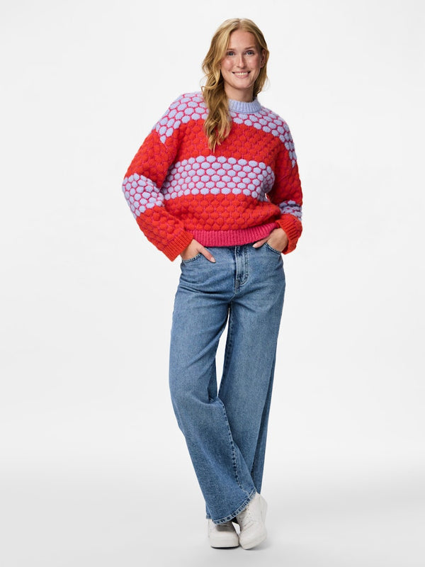 Pieces PCJANEL O-Neck Knit Pullover | Women’s Beetroot Purple Jumper – Borderland Muff