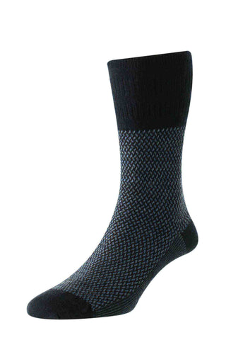 Buy navy HJ Hall HJ972 Jacquard Wool Softop® Socks | Non-Elastic Men’s