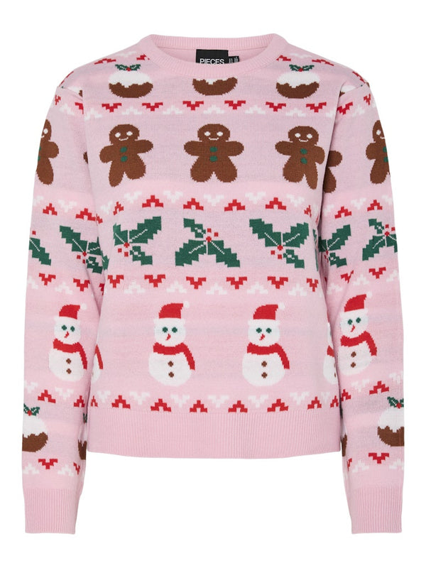 PCJOLLY XMAS Women’s Festive Knit Pullover – Prism Pink Christmas Jumper