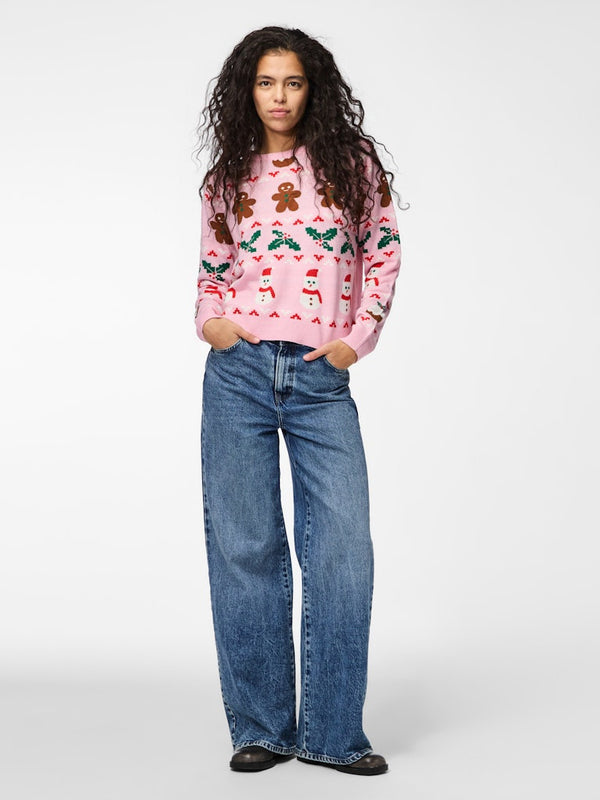 PCJOLLY XMAS Women’s Festive Knit Pullover – Prism Pink Christmas Jumper