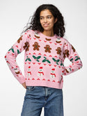 PCJOLLY XMAS Women’s Festive Knit Pullover – Prism Pink Christmas Jumper