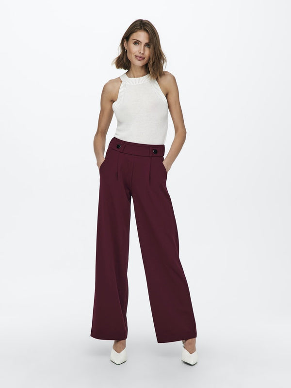JDY Geggo Wide Fit Elasticated Trousers 30" Leg-WINE