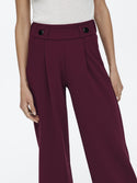JDY Geggo Wide Leg Elasticated Waist Trousers 32" leg-WINE