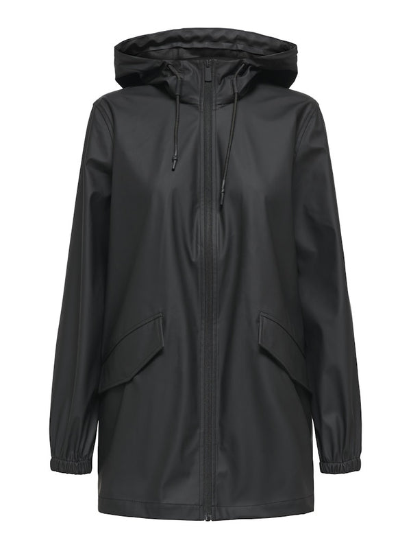 JDY Mulan Ladies Water-Resistant Raincoat with Hood – Black, Taupe