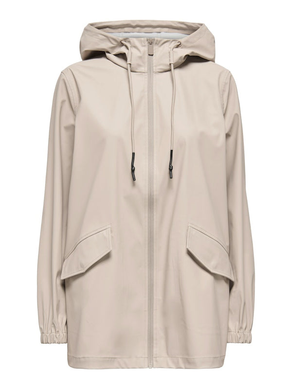 JDY Mulan Ladies Water-Resistant Raincoat with Hood – Black, Taupe