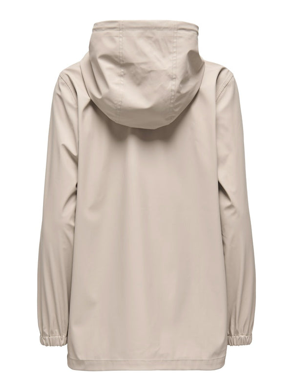 JDY Mulan Ladies Water-Resistant Raincoat with Hood – Black, Taupe