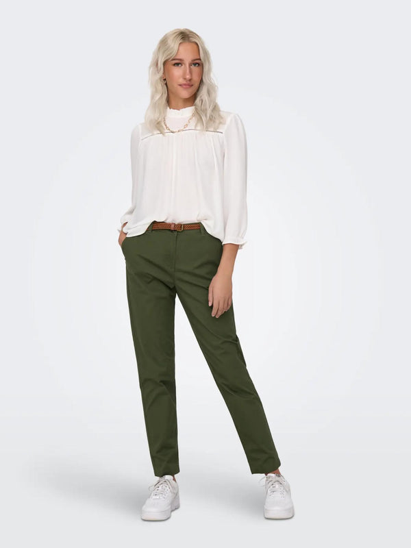 JDY Chicago Women’s Belted Chino Trousers - Borderland Muff