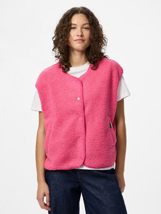 Pieces Katty Teddy Vest | Recycled Fleece Womens Gilet - Borderland Muff