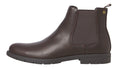 Brown leather Chelsea boot on a white background
