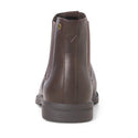 Brown leather boot on a white background
