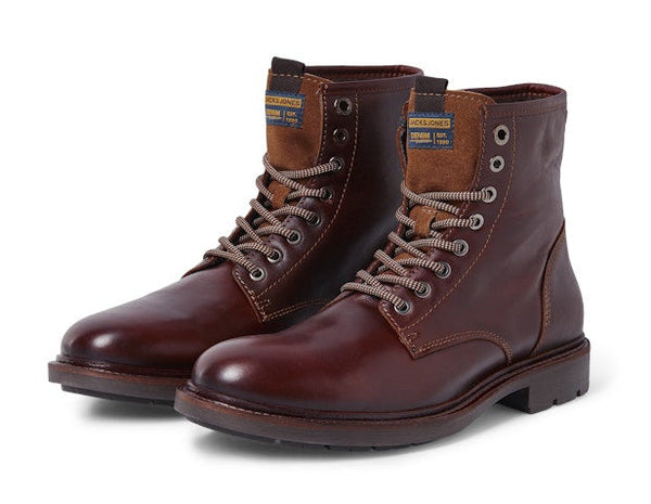 Jack & Jones Tanner Leather Boots Brandy Brown | Men’s Boots Ireland - Borderland Muff