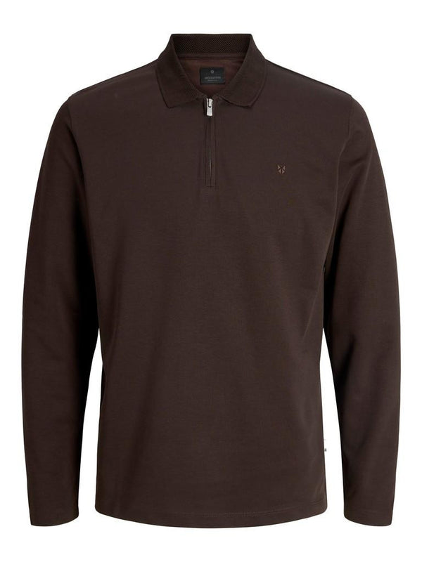 Jack & Jones Premium Ethan Quarter Zip Polo Shirt – Men's Long Sleeve Regular Fit Polo