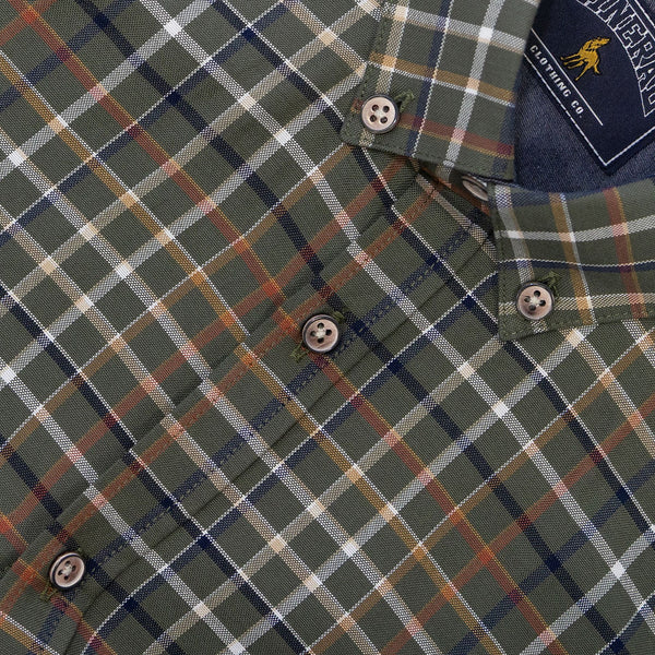 Close-up of Mineral Justin Check Shirt green collar
