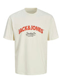 Jack & Jones Mens Relaxed Fit 100% Cotton Bronx T-shirt-CREAM