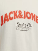 Jack & Jones Mens Relaxed Fit 100% Cotton Bronx T-shirt-CREAM