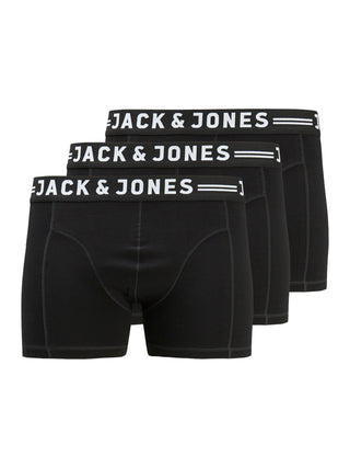 Jack & Jones Mens Plus Size Sense 3 Pack Trunks-BLACK BLACK