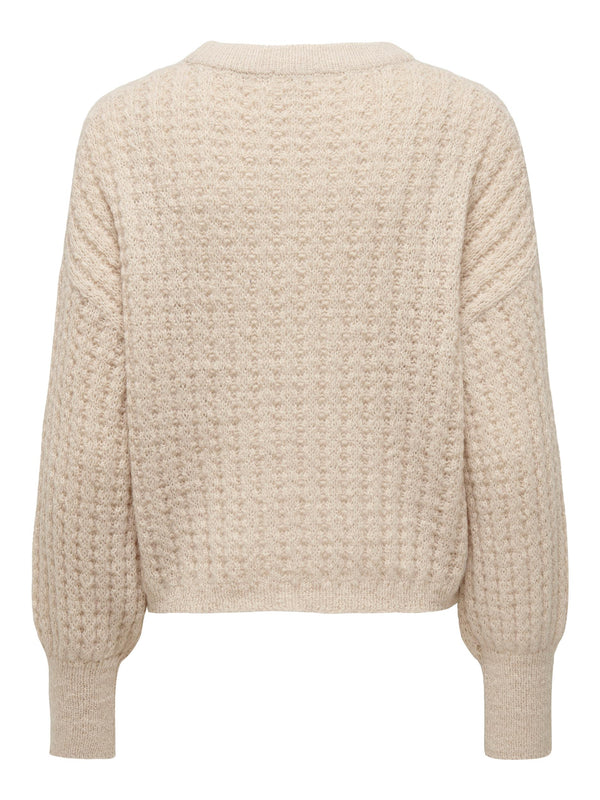 JDY Sigrid Long Sleeve Structured Knit-CEMENT